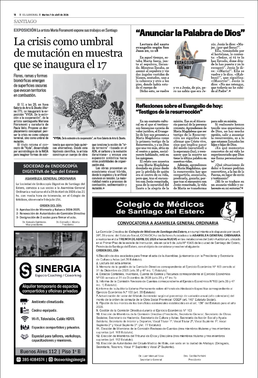 Nota de El Liberal sobre la muestra VYDA, 7 de abril de 2026